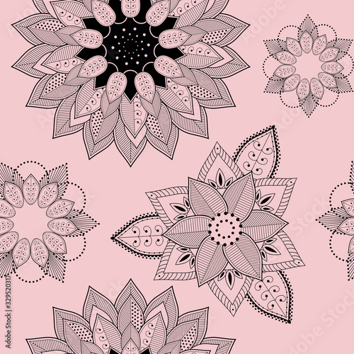 seamless mandala pink background