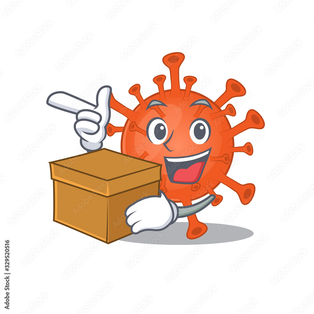 deadly corona virus cartoon design style having a box deadly corona virus cartoon design style having a box