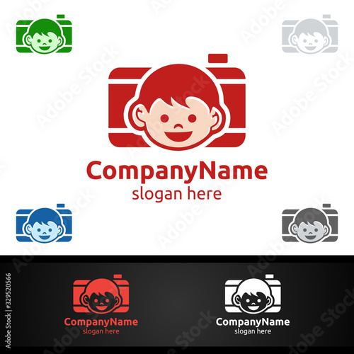 Newborn Photography Logo with a Baby and Camera Concept