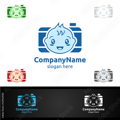 Newborn Photography Logo with a Baby and Camera Concept