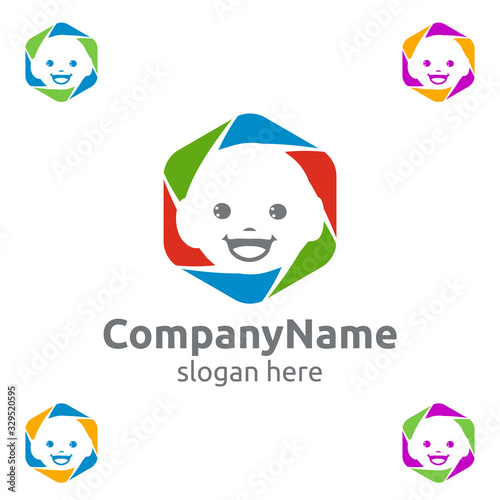 Newborn Photography Logo with a Baby and Camera Concept