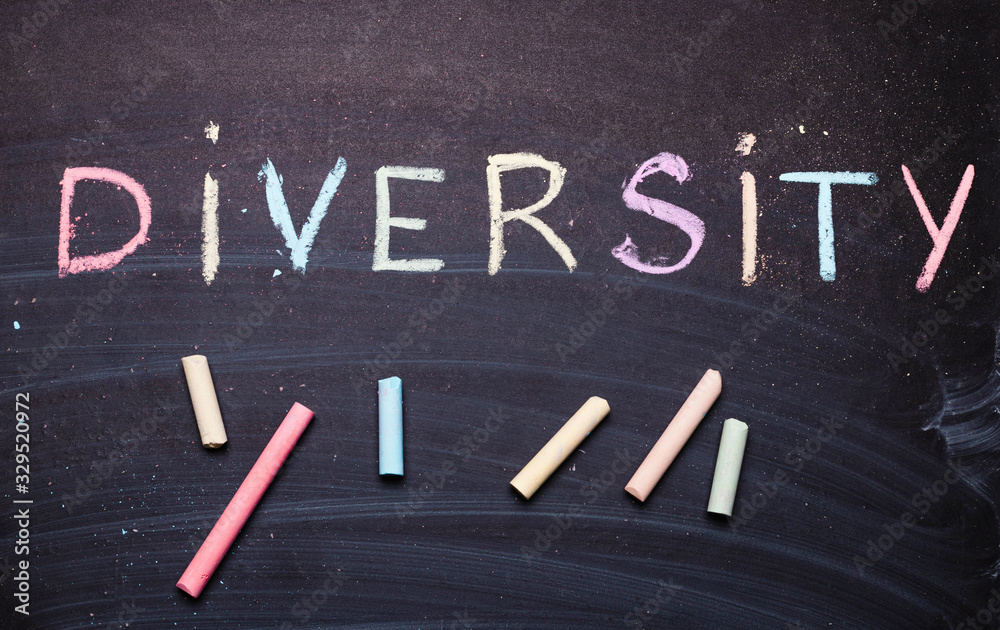 Fototapeta premium word diversity is written in chalk
