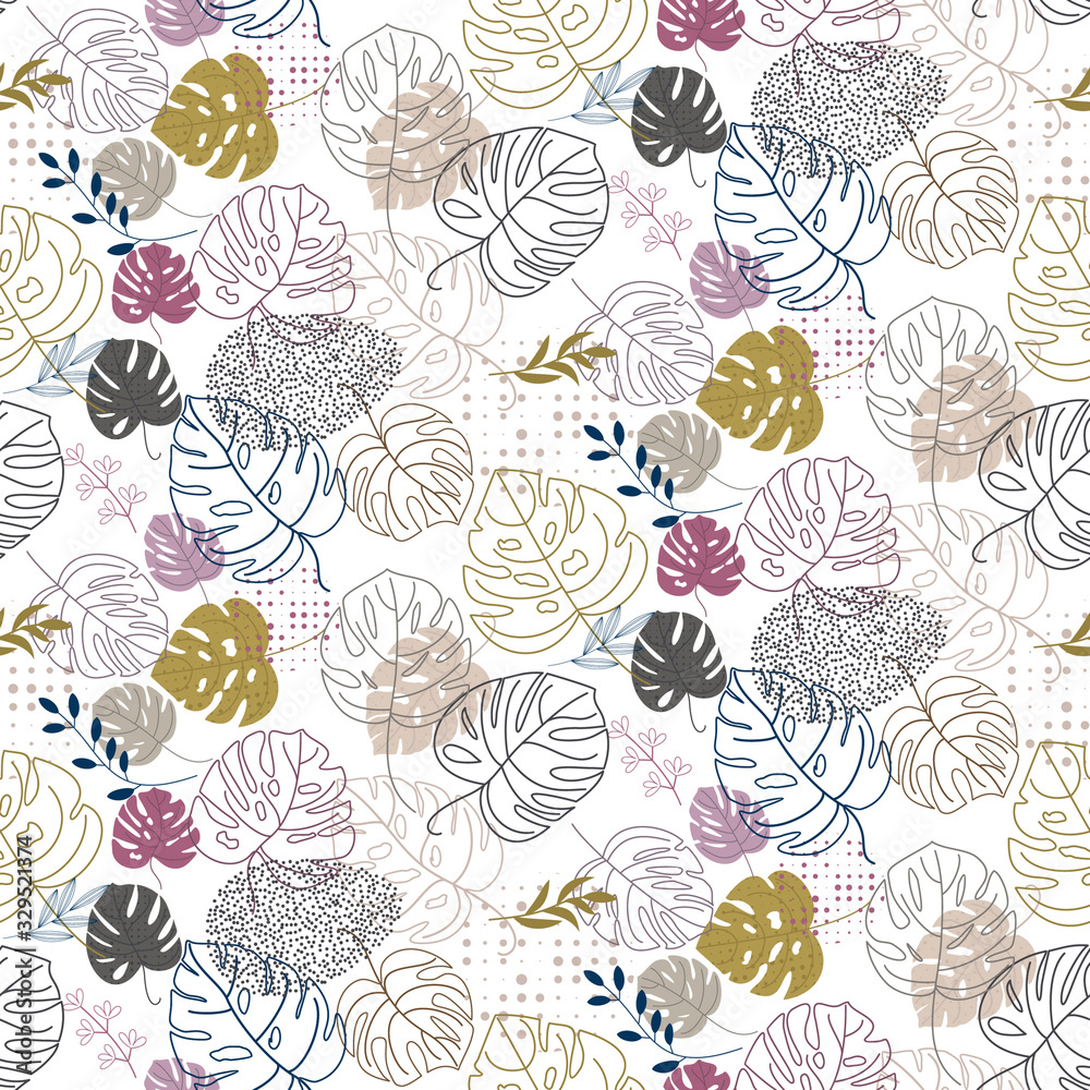 Seamless abstract geometric pattern with natural elements.