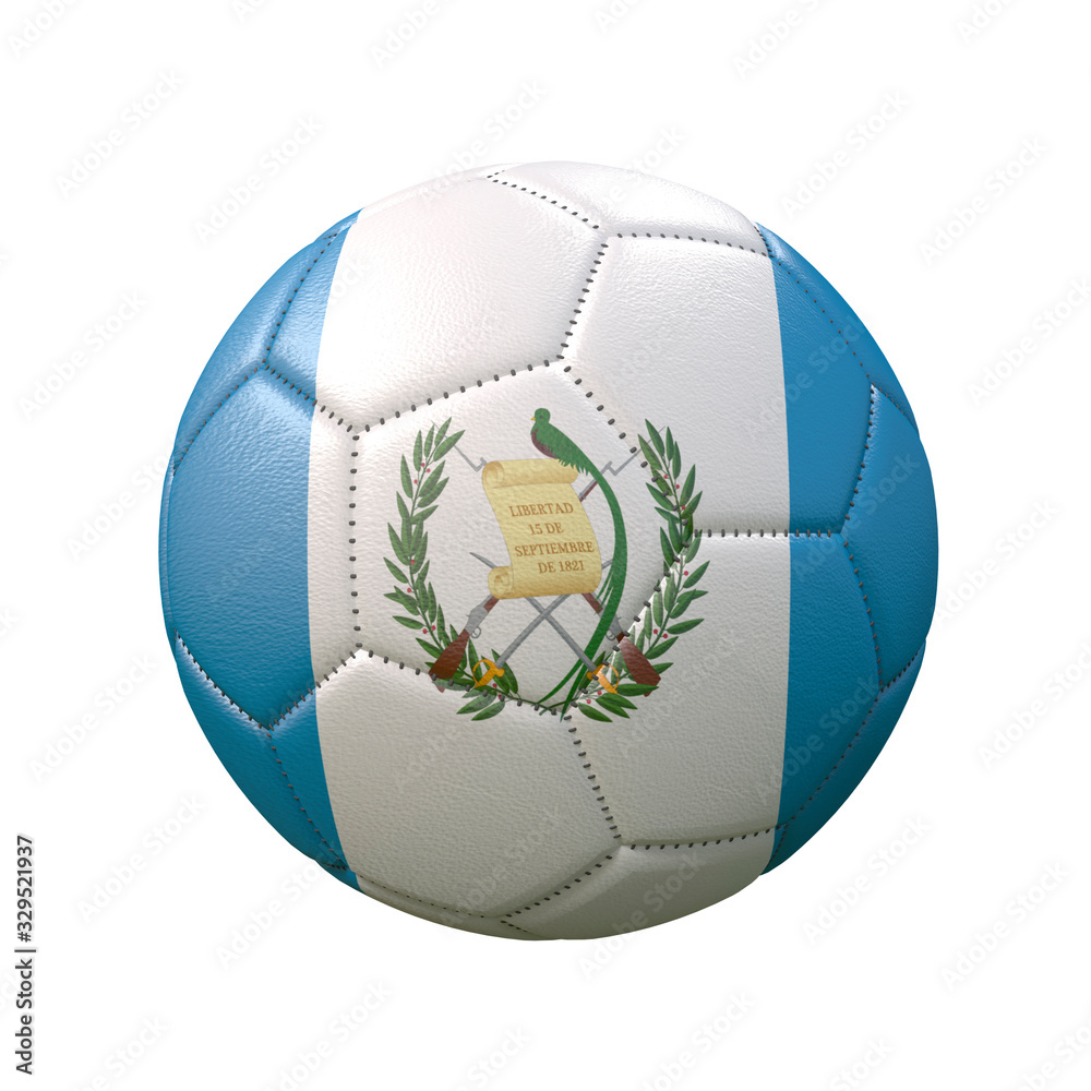 Fototapeta premium Soccer ball in flag colors isolated on white background. Guatemala. 3D image