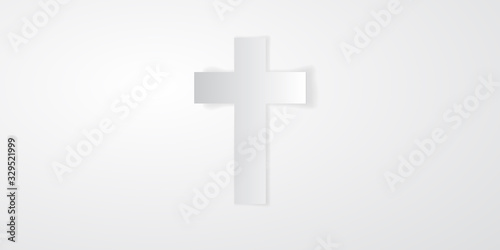 Cristian paper cross icon over white background, vector illustration