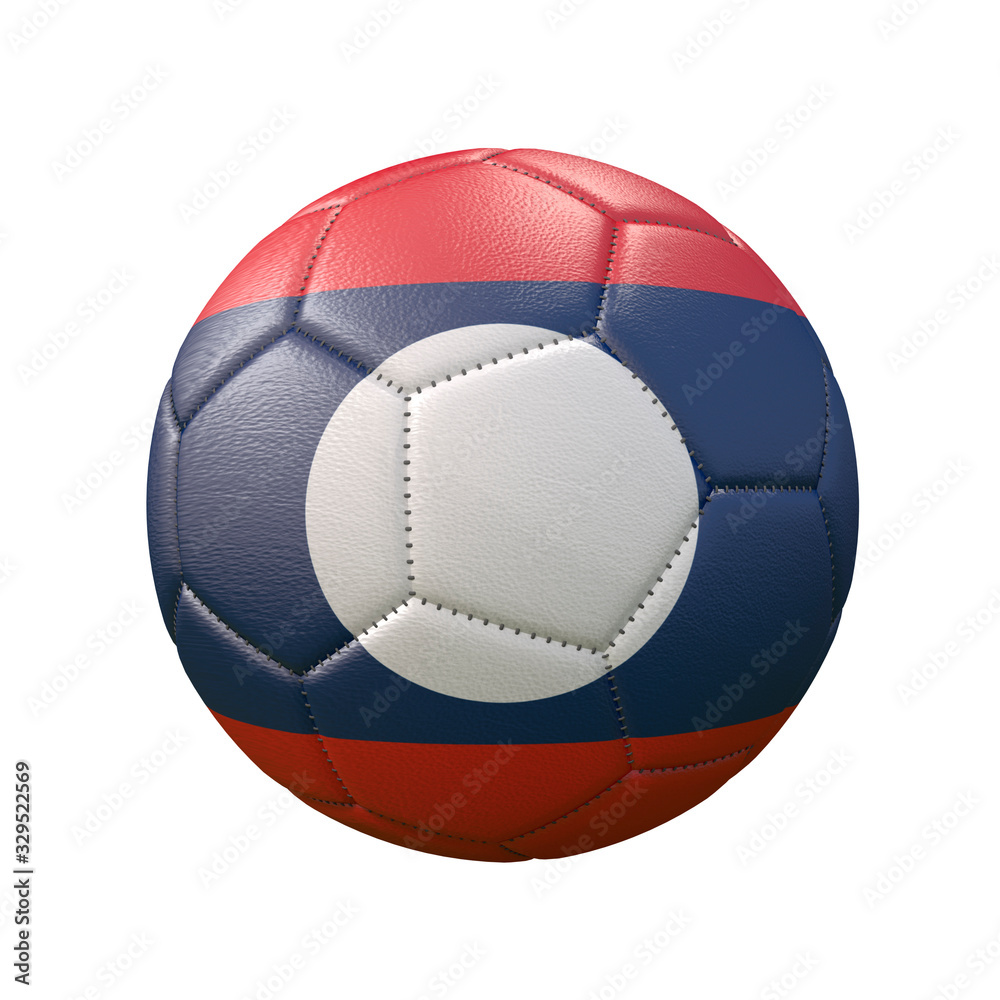 Fototapeta premium Soccer ball in flag colors isolated on white background. Laos. 3D image