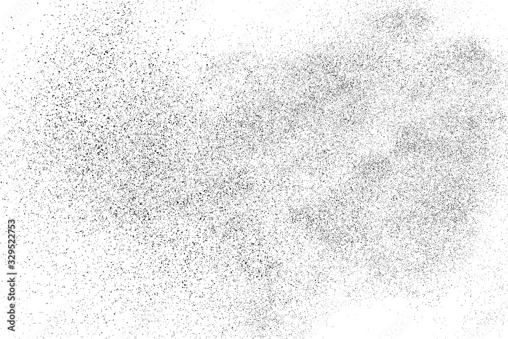 Obraz premium Black grainy texture isolated on white background. Dust overlay. Dark noise granules. Digitally generated image. Vector design elements. Illustration, Eps 10.