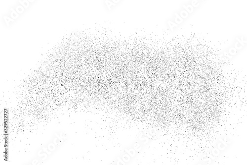 Black grainy texture isolated on white background. Dust overlay. Dark noise granules. Digitally generated image. Vector design elements. Illustration, Eps 10.