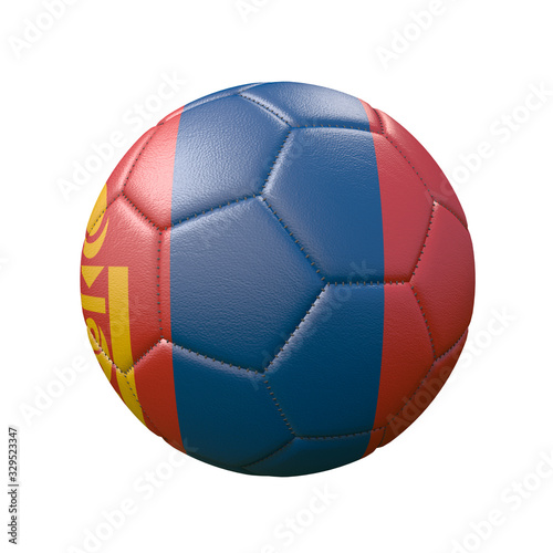 Soccer ball in flag colors isolated on white background. Mongolia. 3D image