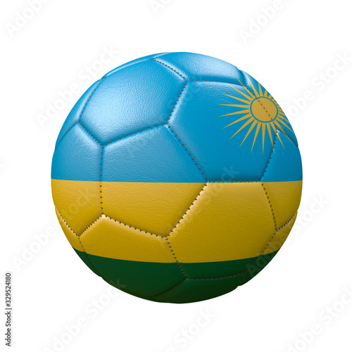 Soccer ball in flag colors isolated on white background. Rwanda. 3D image