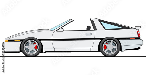 Illustration of old japanese car on white background