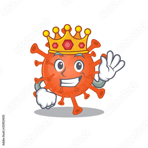 The Royal King of deadly corona virus cartoon character design with crown © kongvector