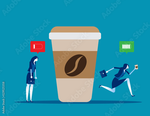 Depressed office worker and emotional burnout. Coffee break