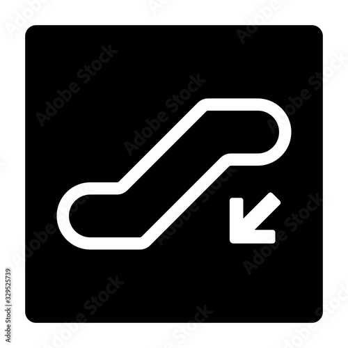 escalator sign down arrow icon vector