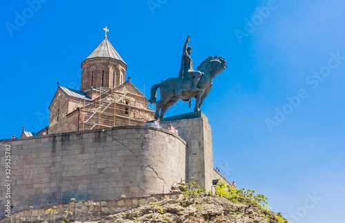 Metekhi Church and Monument of King Vakhtang I Gorgasali in Tbilisi, Georgia © Nikolai Korzhov