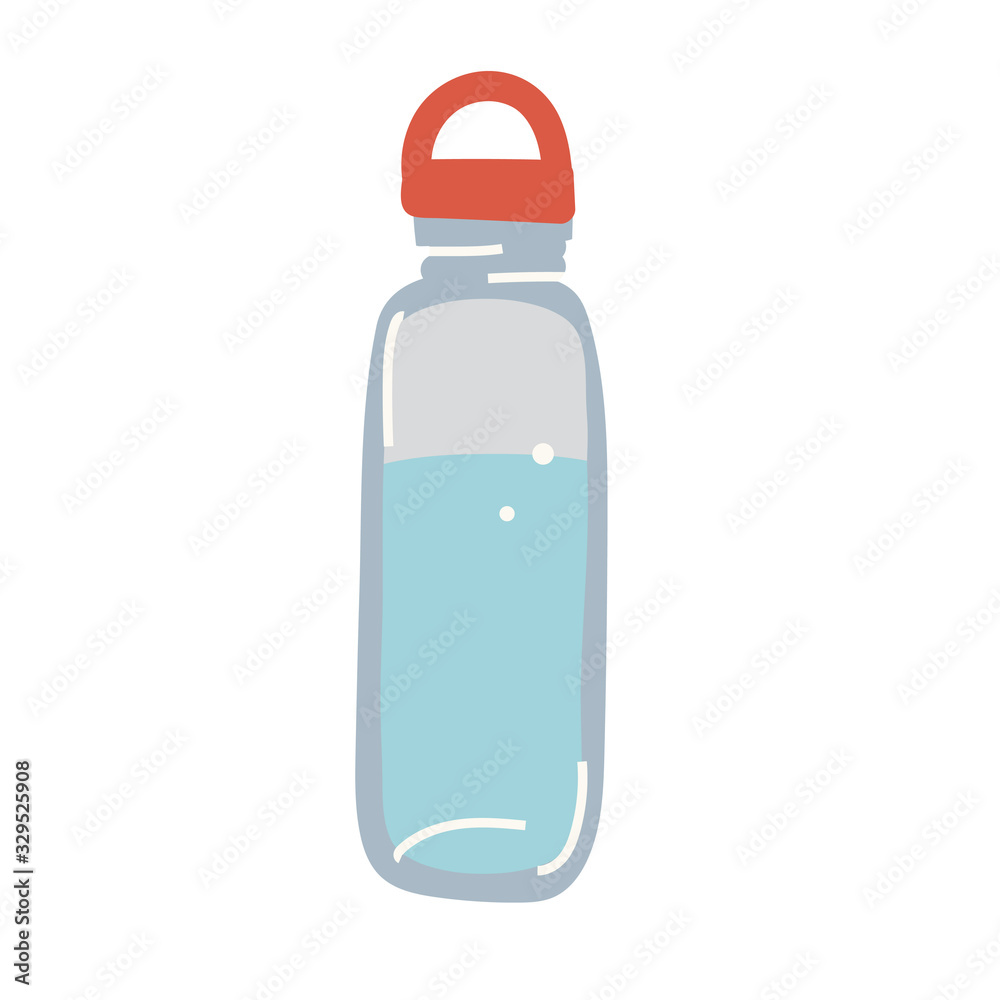 Plastic reusable bottle for water, drink container for fitness or travelling, hand drawn vector icon, isolated illustration, zero waste lifestyle Plastic reusable bottle for water, drink container for fitness or travelling, hand drawn vector icon, isolated illustration, zero waste lifestyle