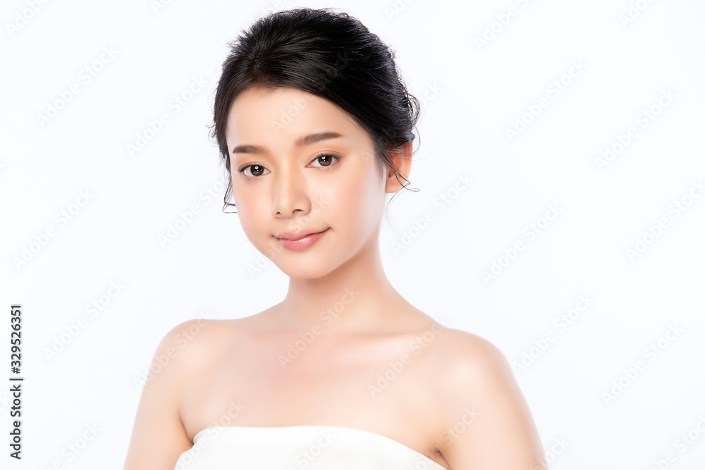 Beautiful Young Asian Woman with Clean Fresh Skin. Face care, Facial treatment, Cosmetology, beauty and healthy skin and cosmetic concept .woman beauty skin isolated on white background Beautiful Young Asian Woman with Clean Fresh Skin. Face care, Facial treatment, Cosmetology, beauty and healthy skin and cosmetic concept .woman beauty skin isolated on white background