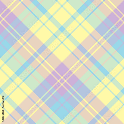 Seamless pattern in great pastel yellow, blue and violet colors for plaid, fabric, textile, clothes, tablecloth and other things. Vector image. 2
