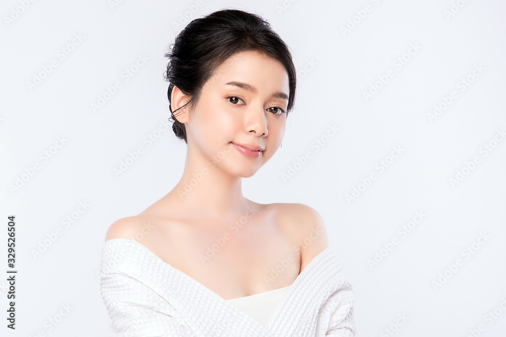 Beautiful Young Asian Woman with Clean Fresh Skin. Face care, Facial treatment, Cosmetology, beauty and healthy skin and cosmetic concept .woman beauty skin isolated on white background Beautiful Young Asian Woman with Clean Fresh Skin. Face care, Facial treatment, Cosmetology, beauty and healthy skin and cosmetic concept .woman beauty skin isolated on white background