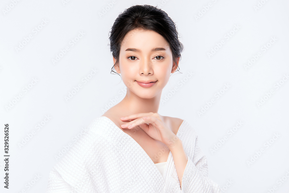 Beautiful Young Asian Woman with Clean Fresh Skin. Face care, Facial treatment, Cosmetology, beauty and healthy skin and cosmetic concept .woman beauty skin isolated on white background Beautiful Young Asian Woman with Clean Fresh Skin. Face care, Facial treatment, Cosmetology, beauty and healthy skin and cosmetic concept .woman beauty skin isolated on white background