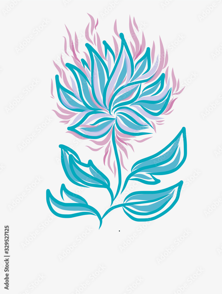 flower lotus blue and pink lines