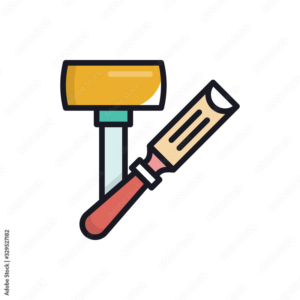 Wood Chisel Vector  Icon Filled Outline Style Illustrations 