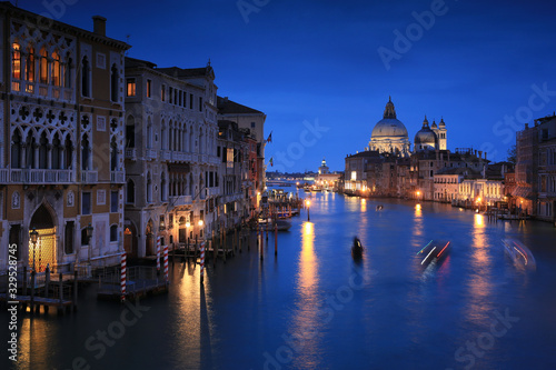 Grand canal of Venice city with beautiful architecture at dusk  Italy