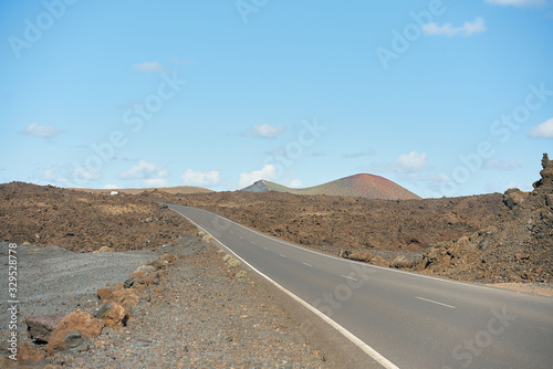 road in lava volcanoes