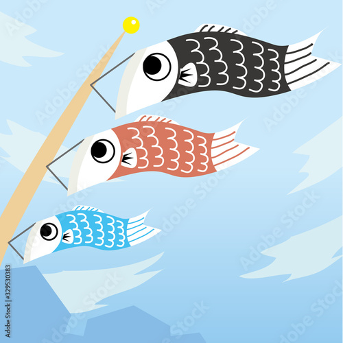 Carp streamer vector illustration