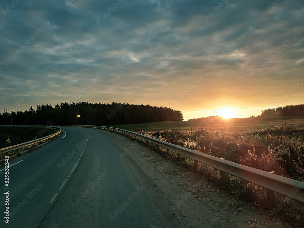 road in sunset