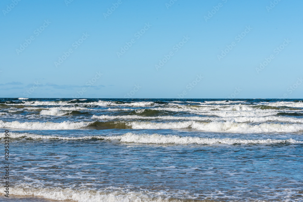 Baltic Sea Beach with Waves in the Winter