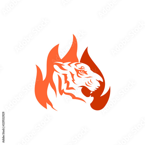 tiger fire logo vector template