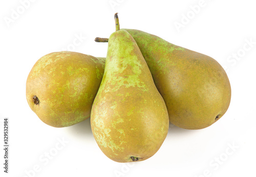 Fresh green pear isolated on white background.