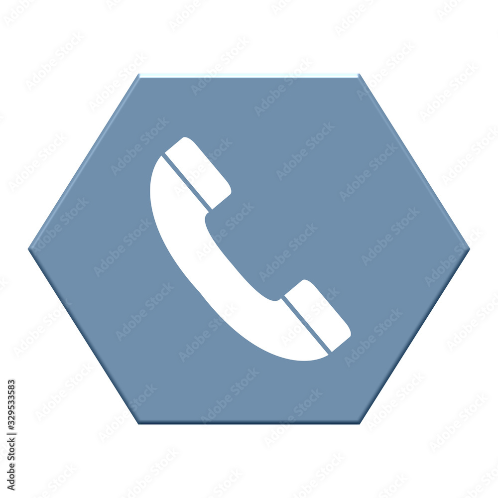 Blaues Sechseck zeigt Telefon Hotline Icon Blaues Sechseck zeigt Telefon Hotline Icon