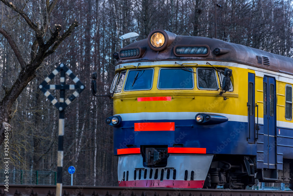 Naklejka premium Old Soviet Era Electric Train in Riga Latvia
