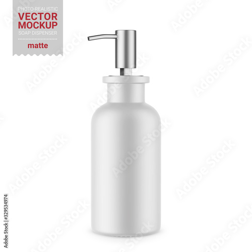 Matte white soap dispenser bottle mockup template.
