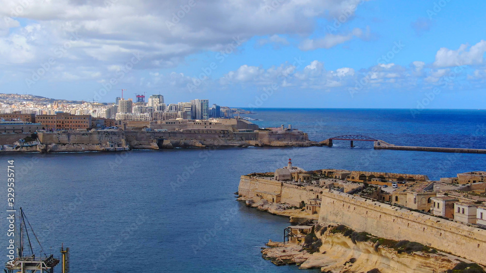 Aerial view over Malta and the city of Valletta - aerial photography
