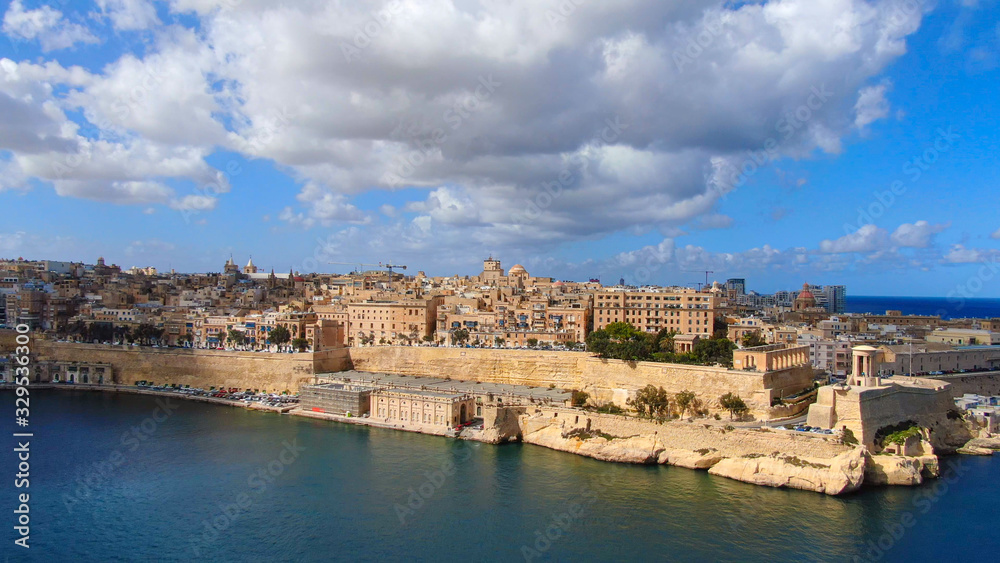 Aerial view over Malta and the city of Valletta - aerial photography