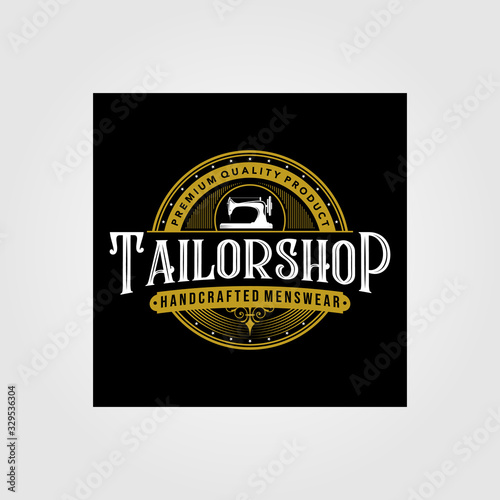 tailor shop vintage logo premium vector tattoo typography design