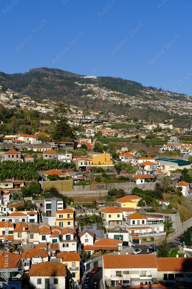 Funchal hillsides and houses, Fuchal, Madeira, Portugal