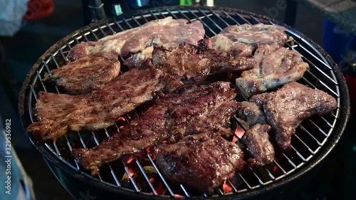 Roast pork that is cooked on the stove has a sweet and delicious flavor, eaten with sticky rice, is a popular food in Thailand