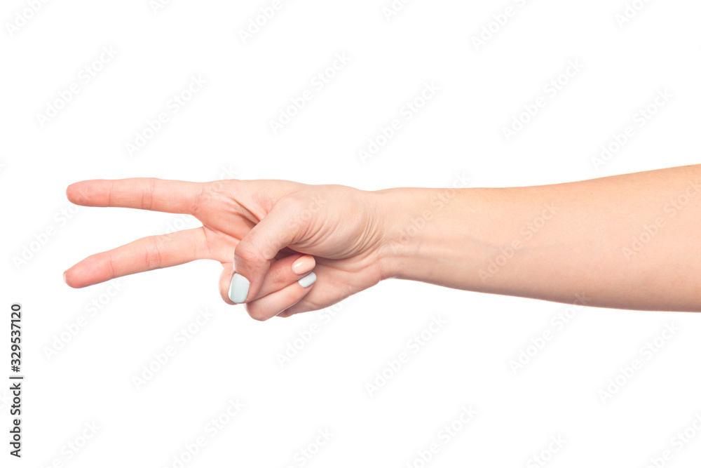 female hand isolated on white background showing hand gestures - Image female hand isolated on white background showing hand gestures - Image