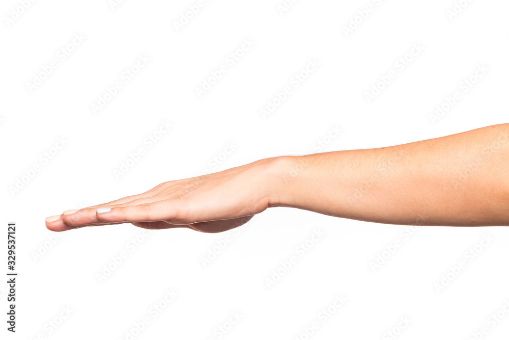 female hand isolated on white background showing hand gestures - Image female hand isolated on white background showing hand gestures - Image