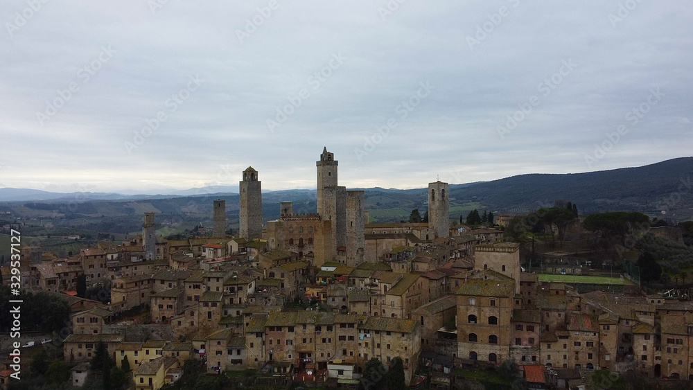 aerial view of the san gimignano in taly