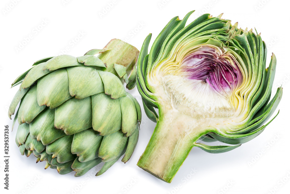 Obraz premium Artichoke flower edible buds isolated on white background.