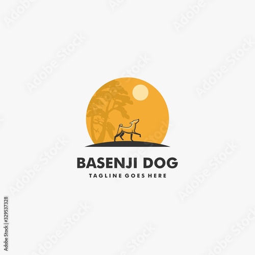 Vector Logo Illustration Dog Pose Mascot Cartoon Style.