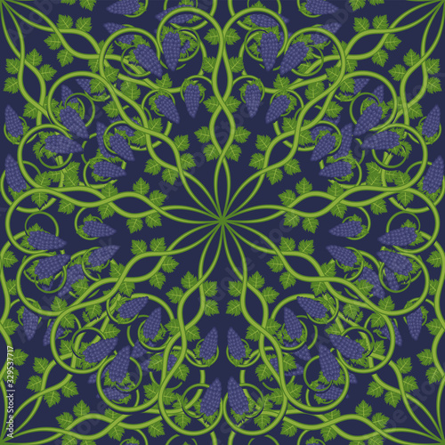 Wallpaper Mural Vine leaves on a dark blue background. Vector image Torontodigital.ca