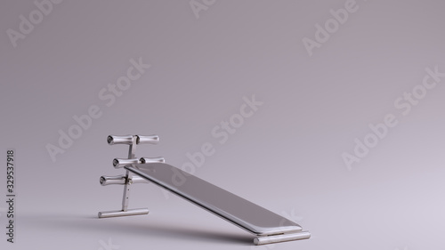 Silver Angled Sit Up Bench 3d illustration 3d render 