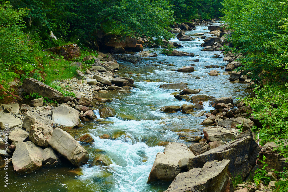 landscape, beautiful view of mountain river in summer day, fast flowing water and rocks, wild nature landscape, beautiful view of mountain river in summer day, fast flowing water and rocks, wild nature
