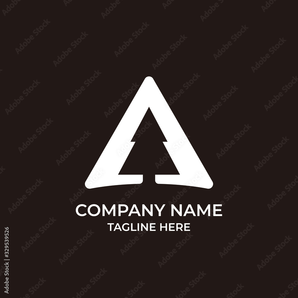 Abstract logo with triangular elements and trees Abstract logo with triangular elements and trees